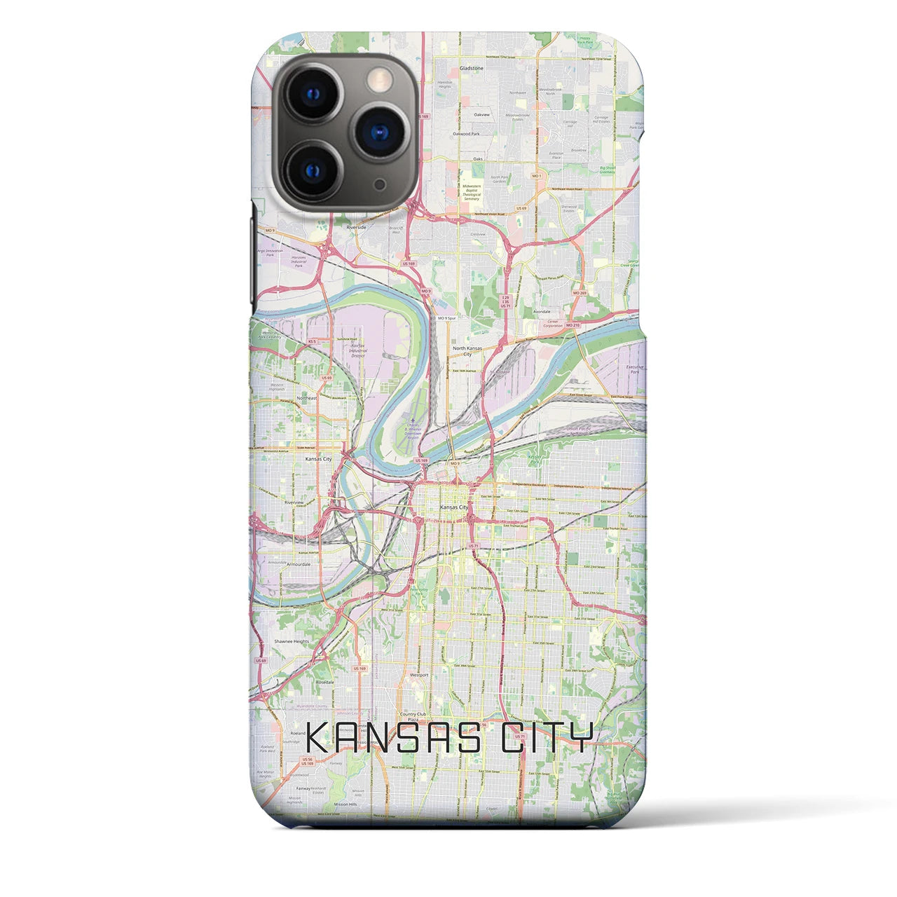 【カンザスシティ】地図柄iPhoneケース（バックカバータイプ・ナチュラル）iPhone 11 Pro Max 用