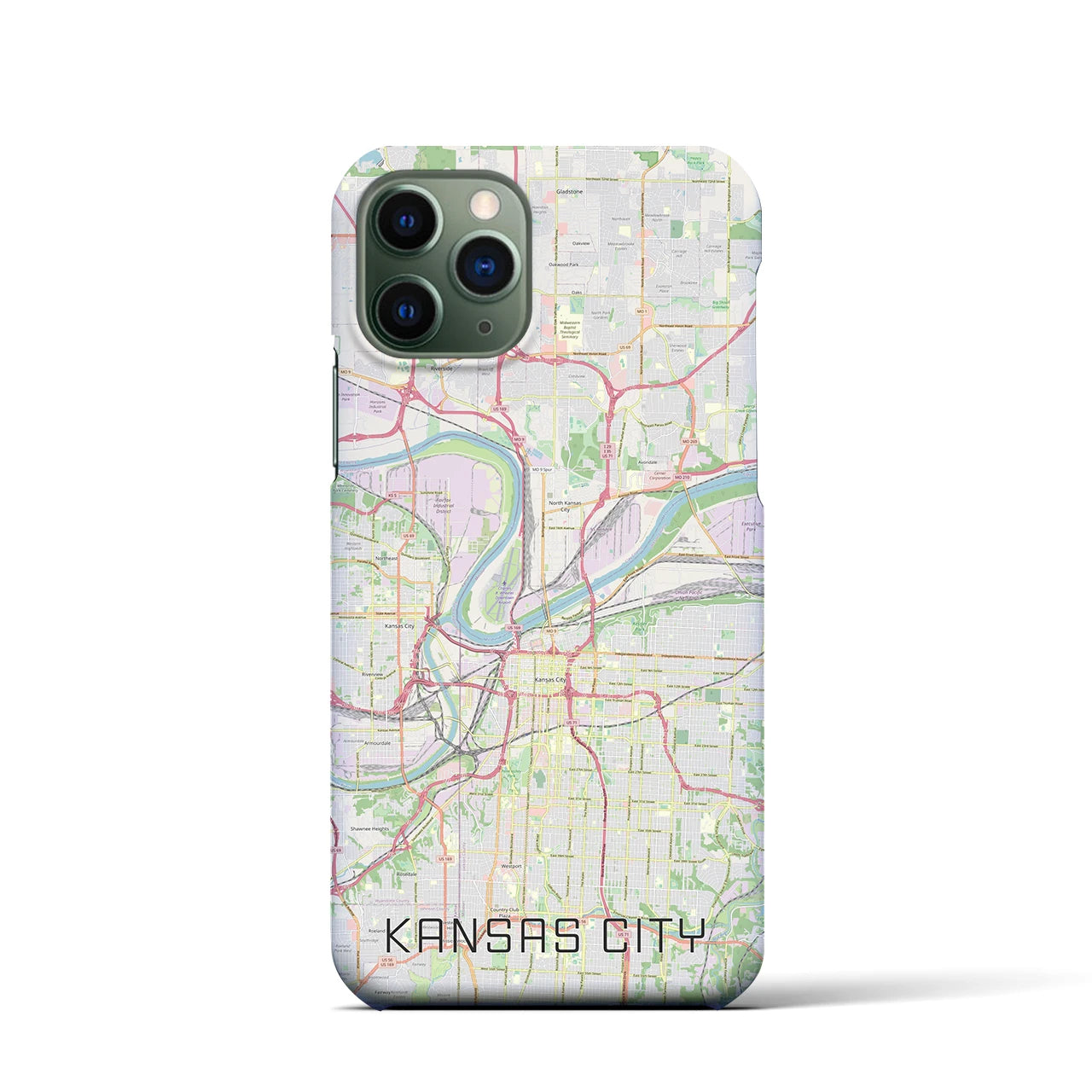 【カンザスシティ】地図柄iPhoneケース（バックカバータイプ・ナチュラル）iPhone 11 Pro 用