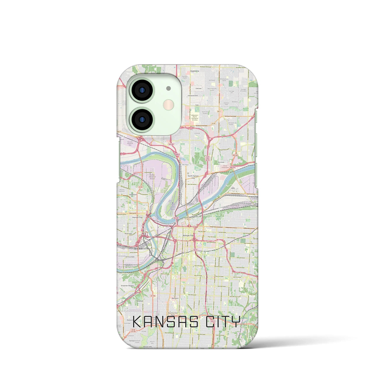 【カンザスシティ】地図柄iPhoneケース（バックカバータイプ・ナチュラル）iPhone 12 mini 用