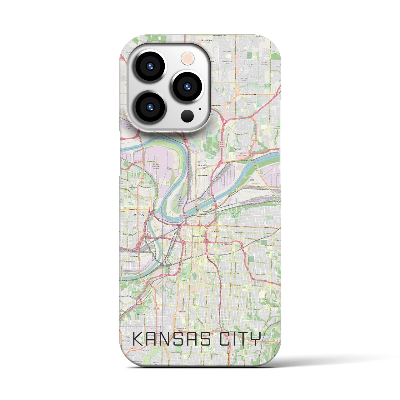 【カンザスシティ】地図柄iPhoneケース（バックカバータイプ・ナチュラル）iPhone 13 Pro 用