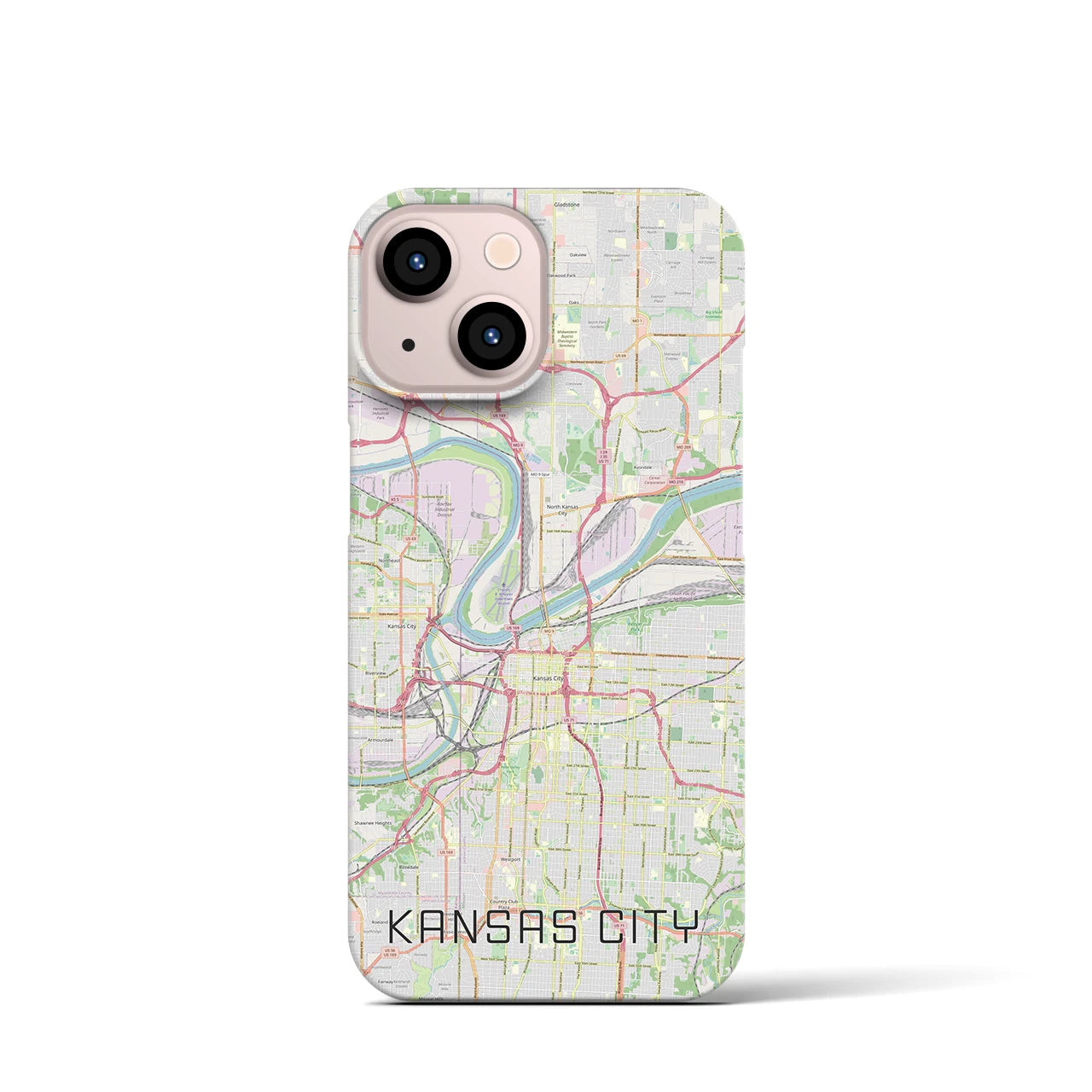 【カンザスシティ】地図柄iPhoneケース（バックカバータイプ・ナチュラル）iPhone 13 mini 用