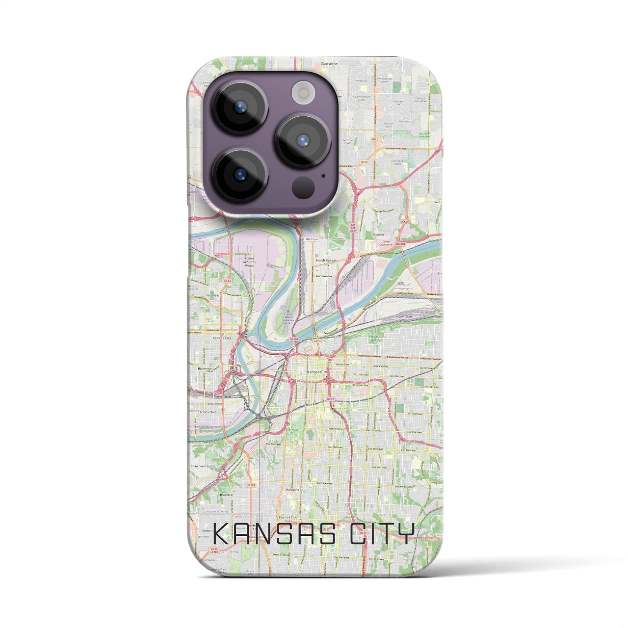 【カンザスシティ】地図柄iPhoneケース（バックカバータイプ・ナチュラル）iPhone 14 Pro 用