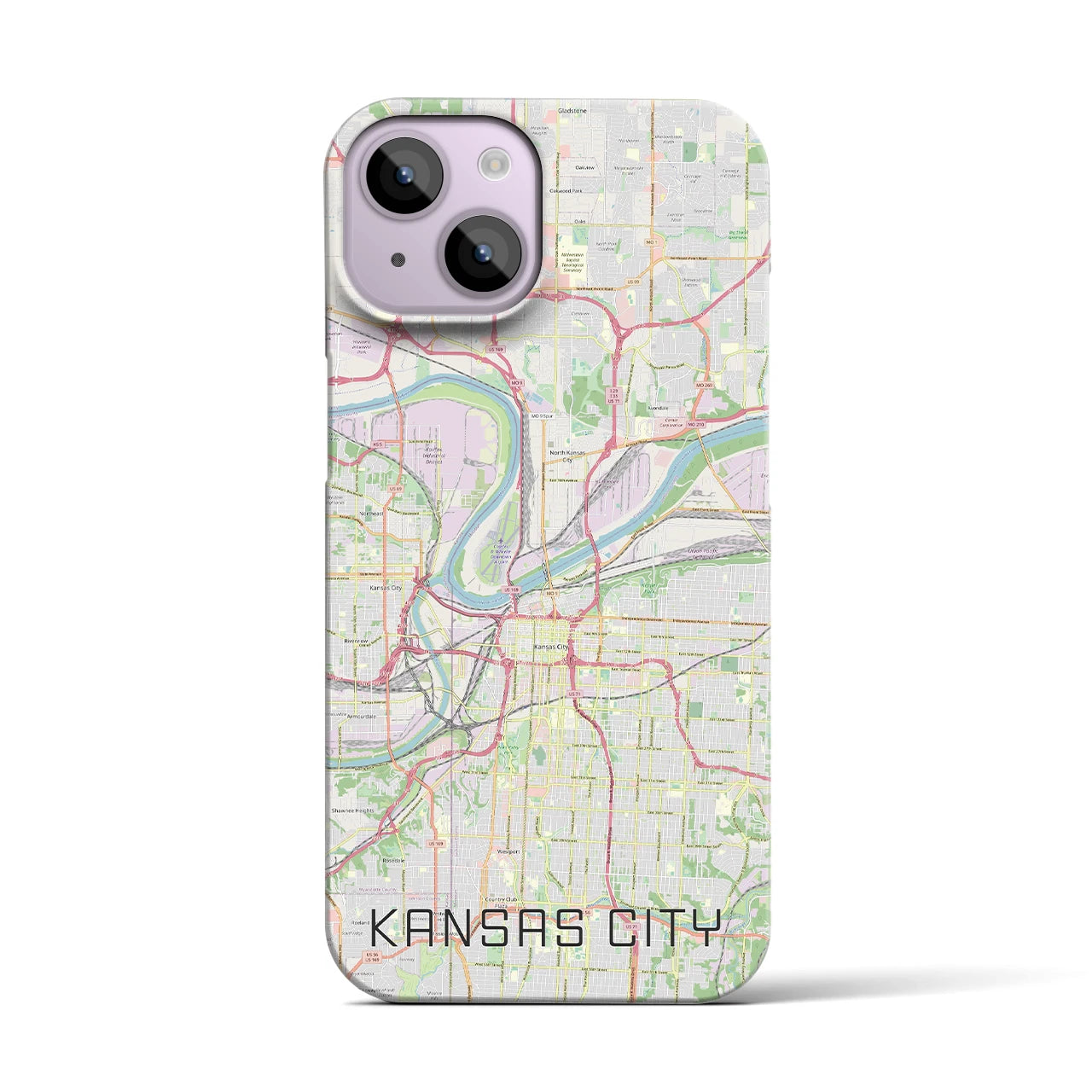 【カンザスシティ】地図柄iPhoneケース（バックカバータイプ・ナチュラル）iPhone 14 用