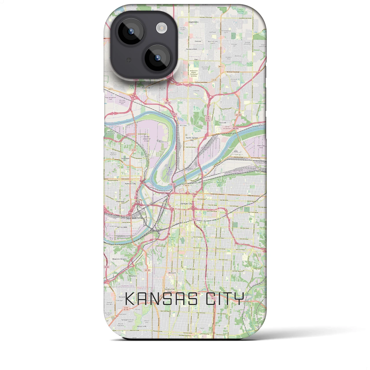 【カンザスシティ】地図柄iPhoneケース（バックカバータイプ・ナチュラル）iPhone 14 Plus 用