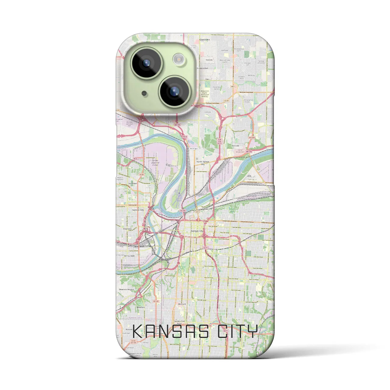 【カンザスシティ】地図柄iPhoneケース（バックカバータイプ・ナチュラル）iPhone 15 用