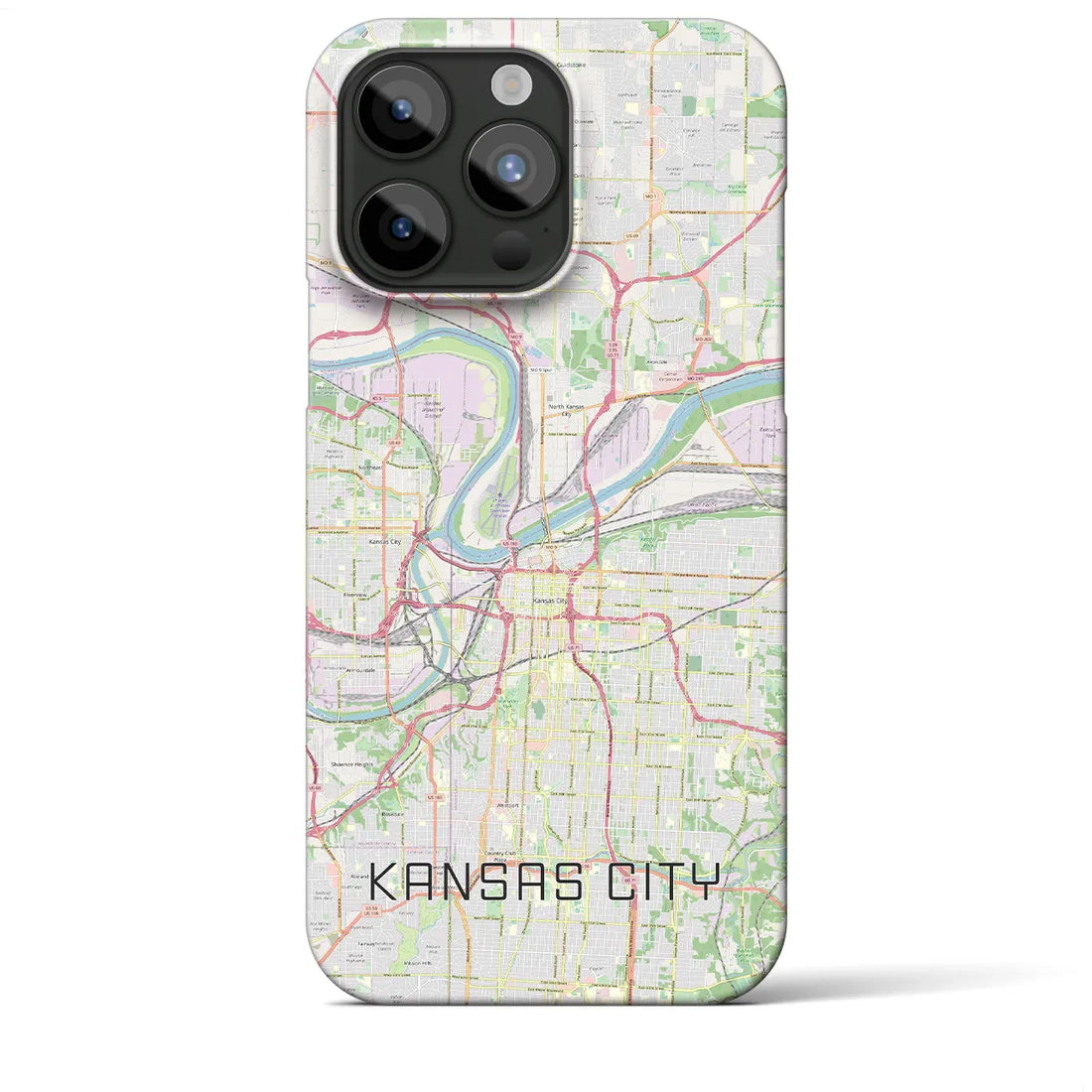 【カンザスシティ】地図柄iPhoneケース（バックカバータイプ・ナチュラル）iPhone 15 Pro Max 用