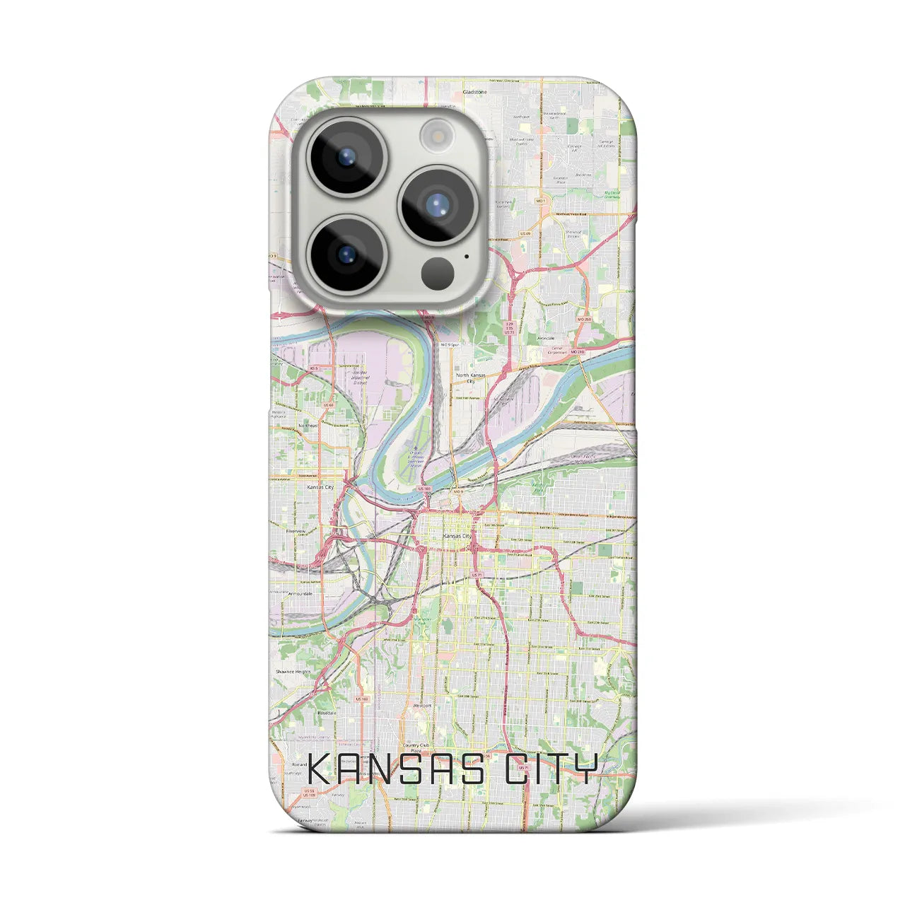【カンザスシティ】地図柄iPhoneケース（バックカバータイプ・ナチュラル）iPhone 15 Pro 用