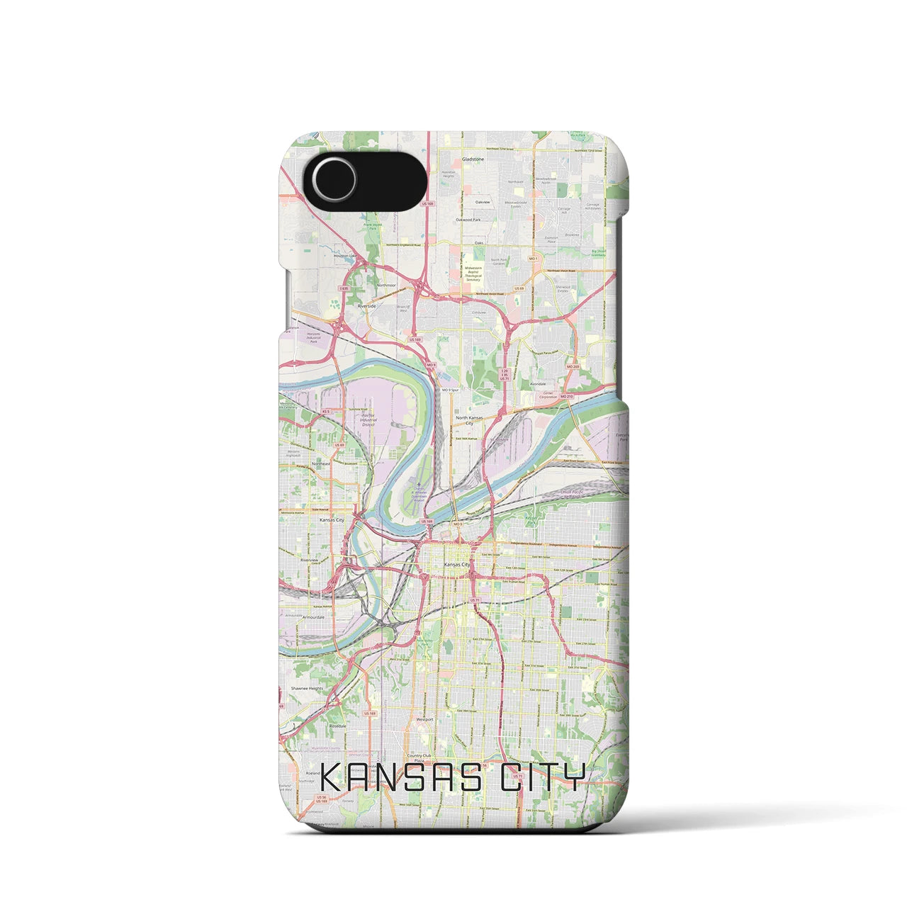 【カンザスシティ】地図柄iPhoneケース（バックカバータイプ・ナチュラル）iPhone SE（第3 / 第2世代） / 8 / 7 / 6s / 6 用