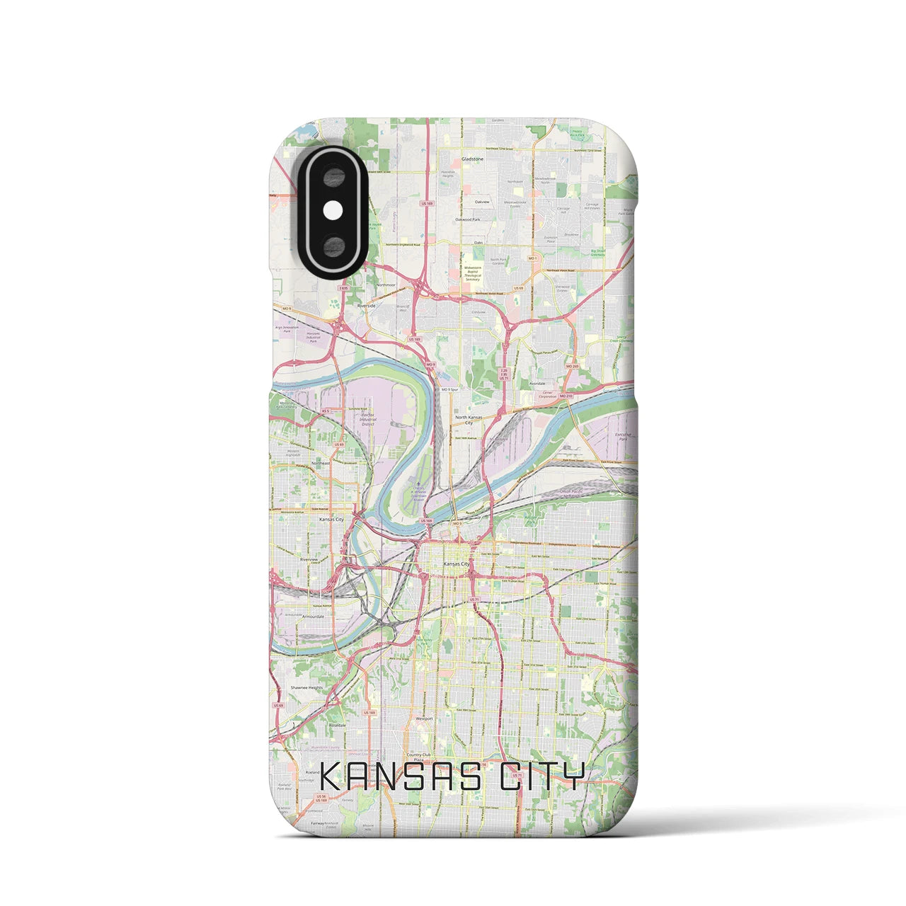 【カンザスシティ】地図柄iPhoneケース（バックカバータイプ・ナチュラル）iPhone XS / X 用