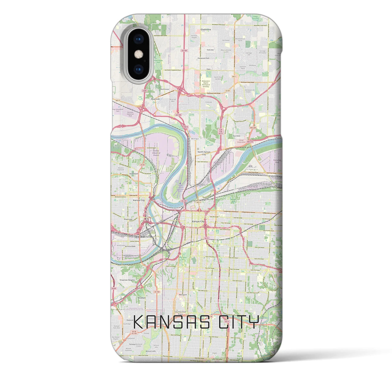 【カンザスシティ】地図柄iPhoneケース（バックカバータイプ・ナチュラル）iPhone XS Max 用