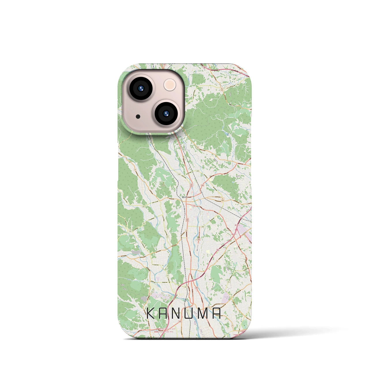 【鹿沼】地図柄iPhoneケース（バックカバータイプ・ナチュラル）iPhone 13 mini 用