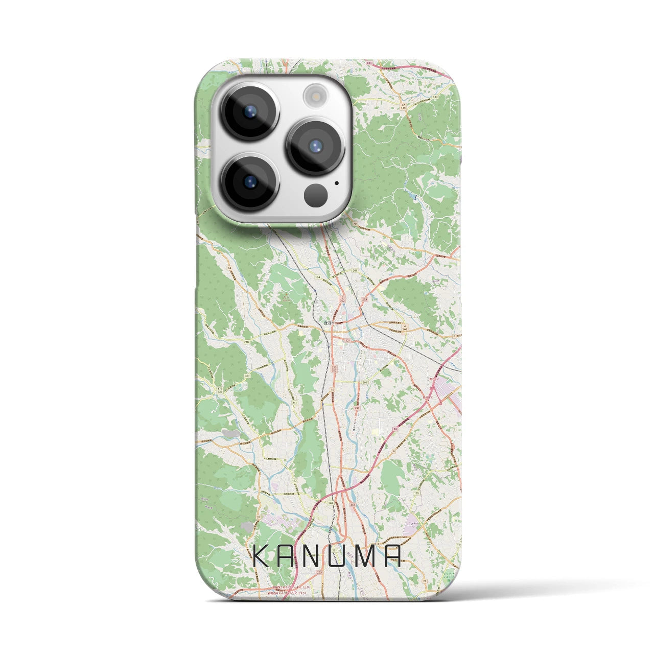 【鹿沼】地図柄iPhoneケース（バックカバータイプ・ナチュラル）iPhone 14 Pro 用