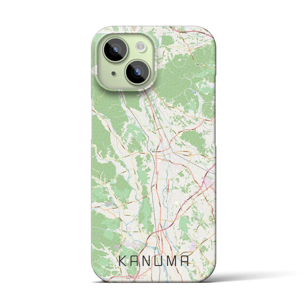 【鹿沼】地図柄iPhoneケース（バックカバータイプ・ナチュラル）iPhone 15 用