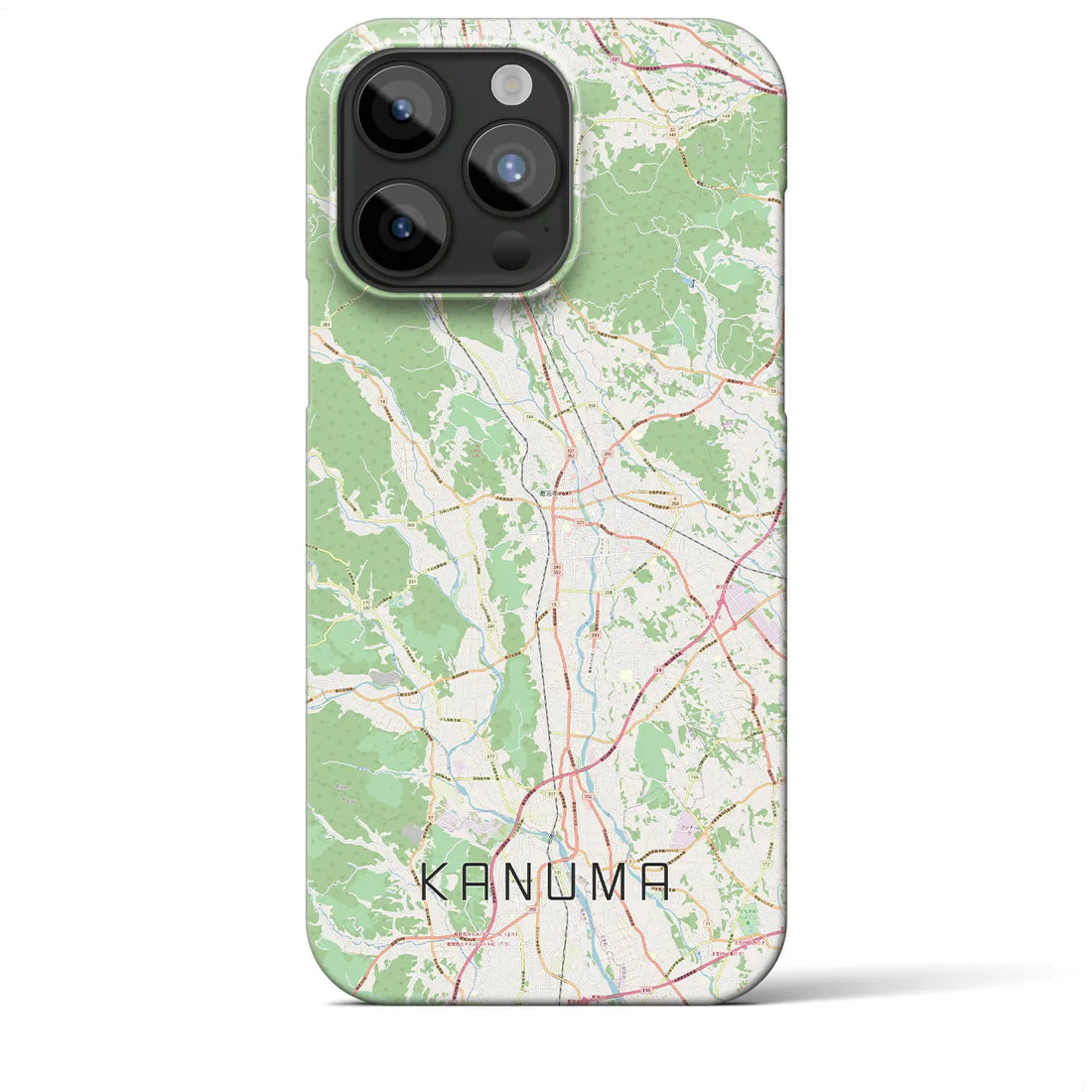 【鹿沼】地図柄iPhoneケース（バックカバータイプ・ナチュラル）iPhone 15 Pro Max 用