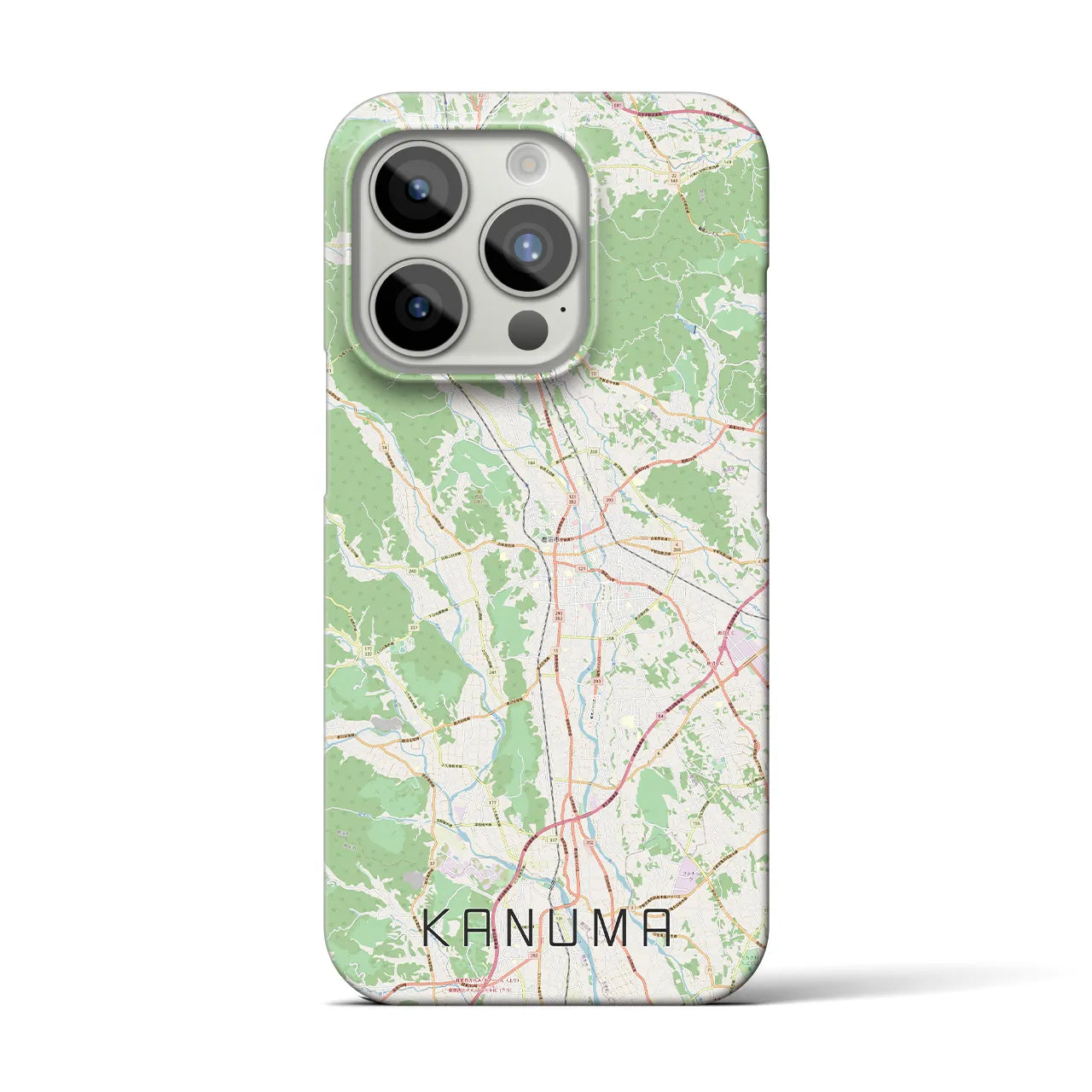 【鹿沼】地図柄iPhoneケース（バックカバータイプ・ナチュラル）iPhone 15 Pro 用