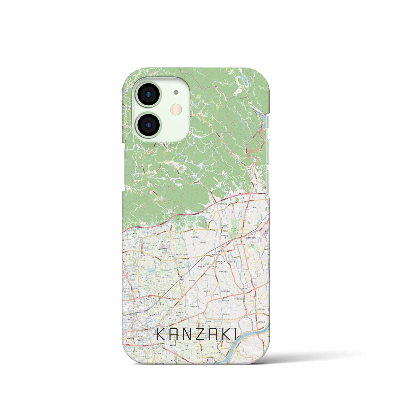 【神埼】地図柄iPhoneケース（バックカバータイプ・ナチュラル）iPhone 12 mini 用