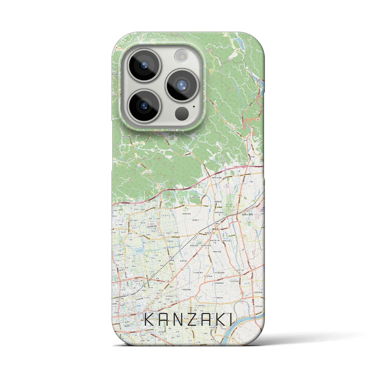 【神埼】地図柄iPhoneケース（バックカバータイプ・ナチュラル）iPhone 15 Pro 用
