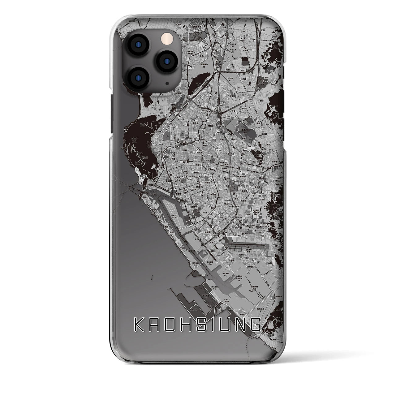 【高雄】地図柄iPhoneケース（クリアタイプ・モノトーン）iPhone 11 Pro Max 用