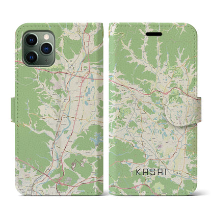 【加西（兵庫県）】地図柄iPhoneケース（手帳タイプ）ナチュラル・iPhone 11 Pro 用