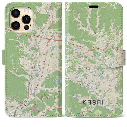 【加西（兵庫県）】地図柄iPhoneケース（手帳タイプ）ナチュラル・iPhone 12 Pro Max 用
