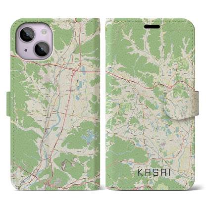 【加西（兵庫県）】地図柄iPhoneケース（手帳タイプ）ナチュラル・iPhone 14 用