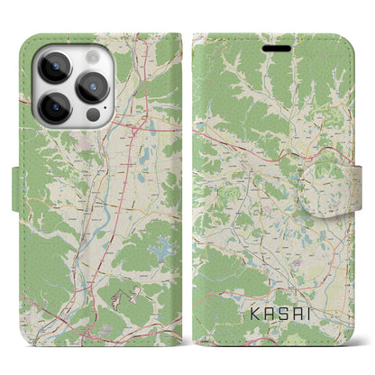 【加西（兵庫県）】地図柄iPhoneケース（手帳タイプ）ナチュラル・iPhone 14 Pro 用