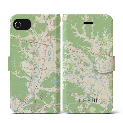 【加西（兵庫県）】地図柄iPhoneケース（手帳タイプ）ナチュラル・iPhone SE（第3 / 第2世代） / 8 / 7 / 6s / 6 用