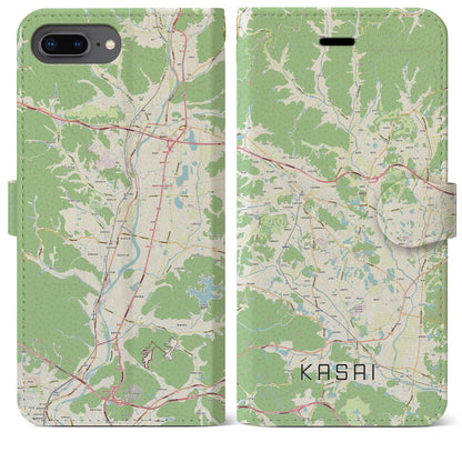 【加西（兵庫県）】地図柄iPhoneケース（手帳タイプ）ナチュラル・iPhone 8Plus /7Plus / 6sPlus / 6Plus 用