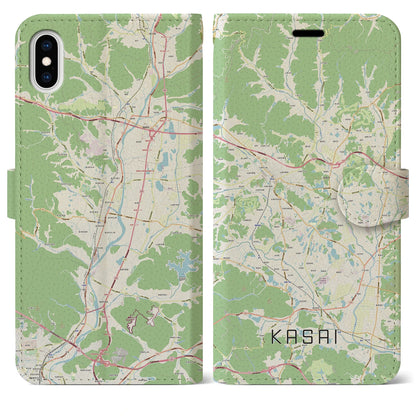 【加西（兵庫県）】地図柄iPhoneケース（手帳タイプ）ナチュラル・iPhone XS Max 用