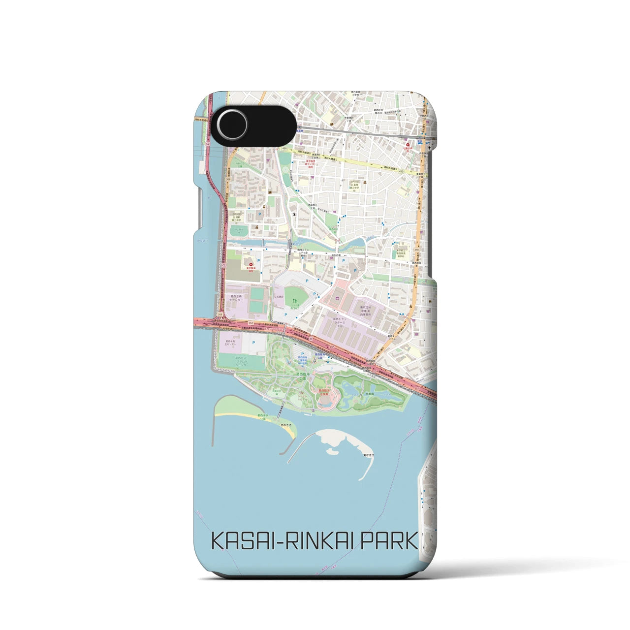 【葛西臨海公園】地図柄iPhoneケース（バックカバータイプ・ナチュラル）iPhone SE（第3 / 第2世代） / 8 / 7 / 6s / 6 用