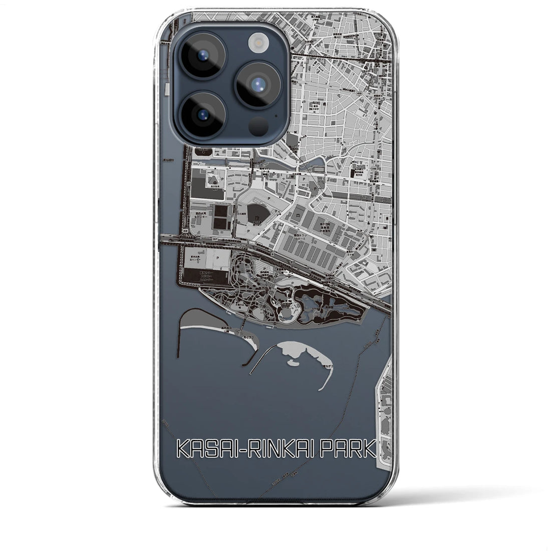 【葛西臨海公園】地図柄iPhoneケース（クリアタイプ・モノトーン）iPhone 15 Pro Max 用