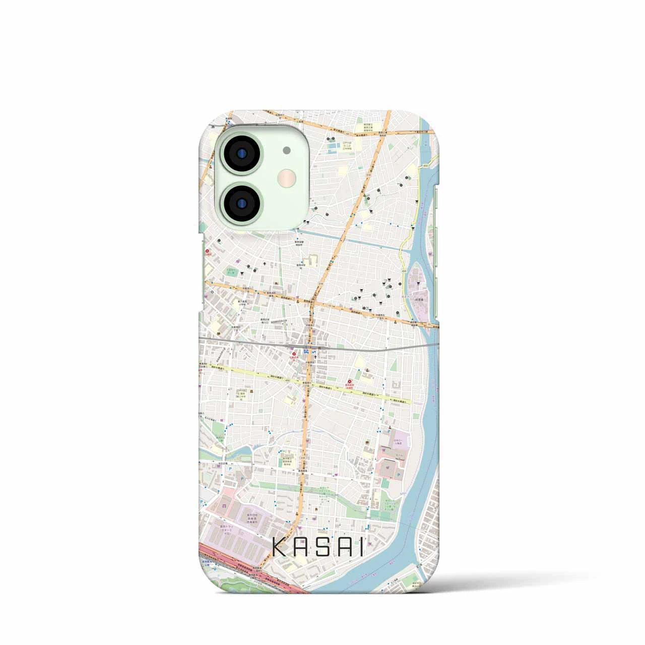 【葛西】地図柄iPhoneケース（バックカバータイプ・ナチュラル）iPhone 12 mini 用