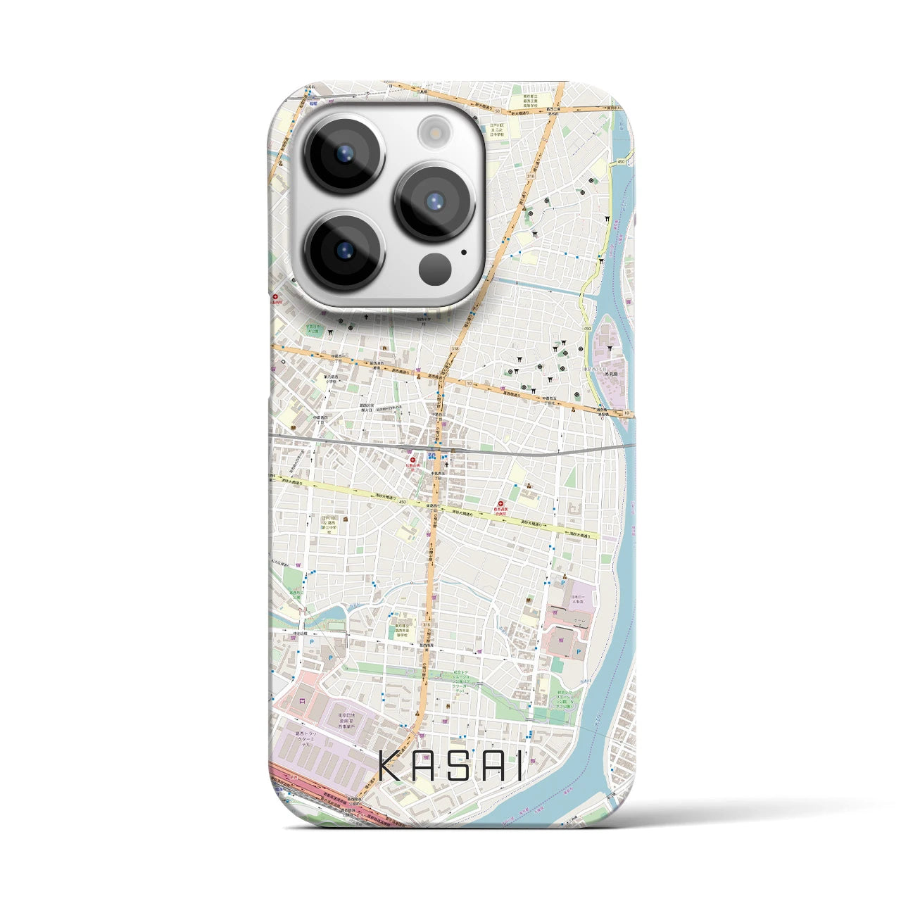 【葛西】地図柄iPhoneケース（バックカバータイプ・ナチュラル）iPhone 14 Pro 用