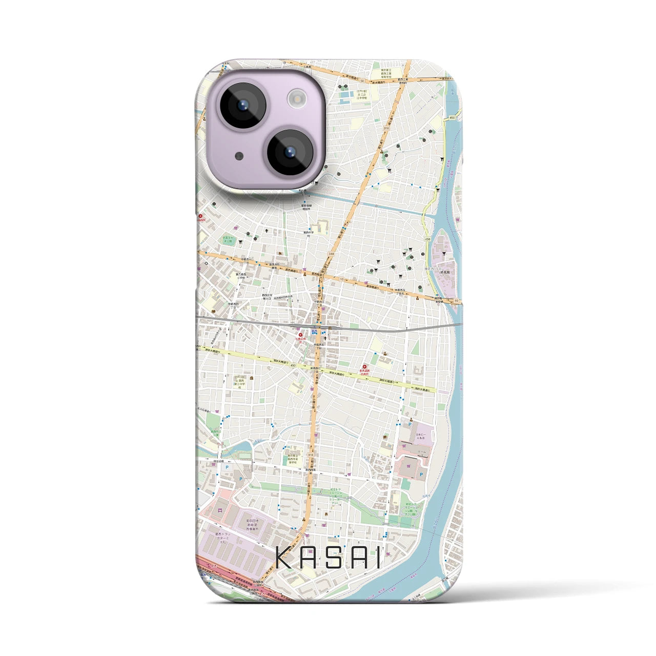 【葛西】地図柄iPhoneケース（バックカバータイプ・ナチュラル）iPhone 14 用