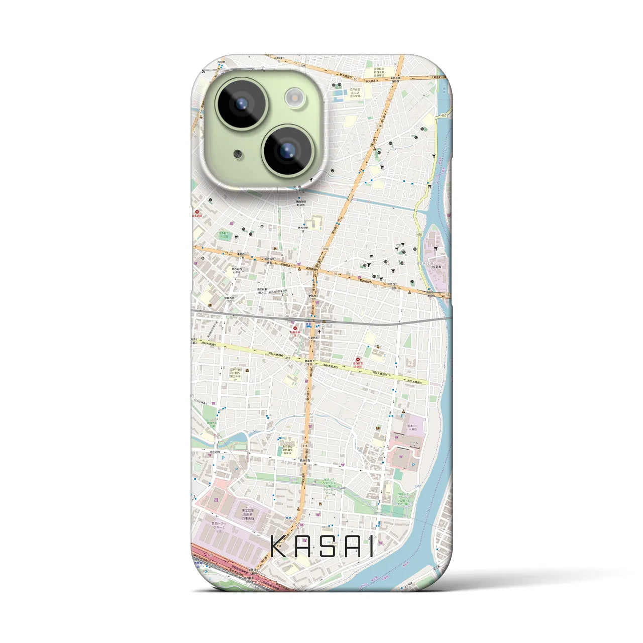 【葛西】地図柄iPhoneケース（バックカバータイプ・ナチュラル）iPhone 15 用