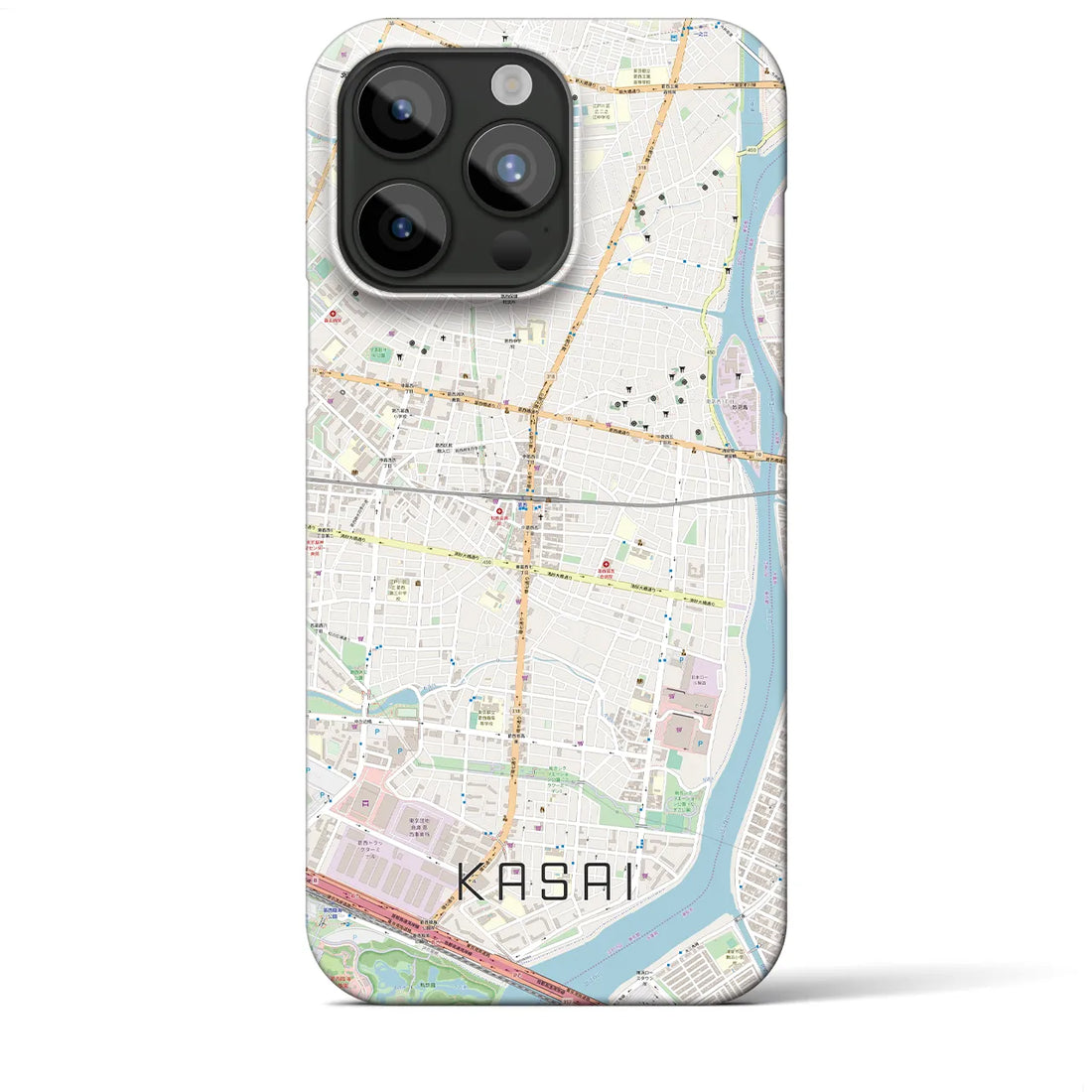 【葛西】地図柄iPhoneケース（バックカバータイプ・ナチュラル）iPhone 15 Pro Max 用