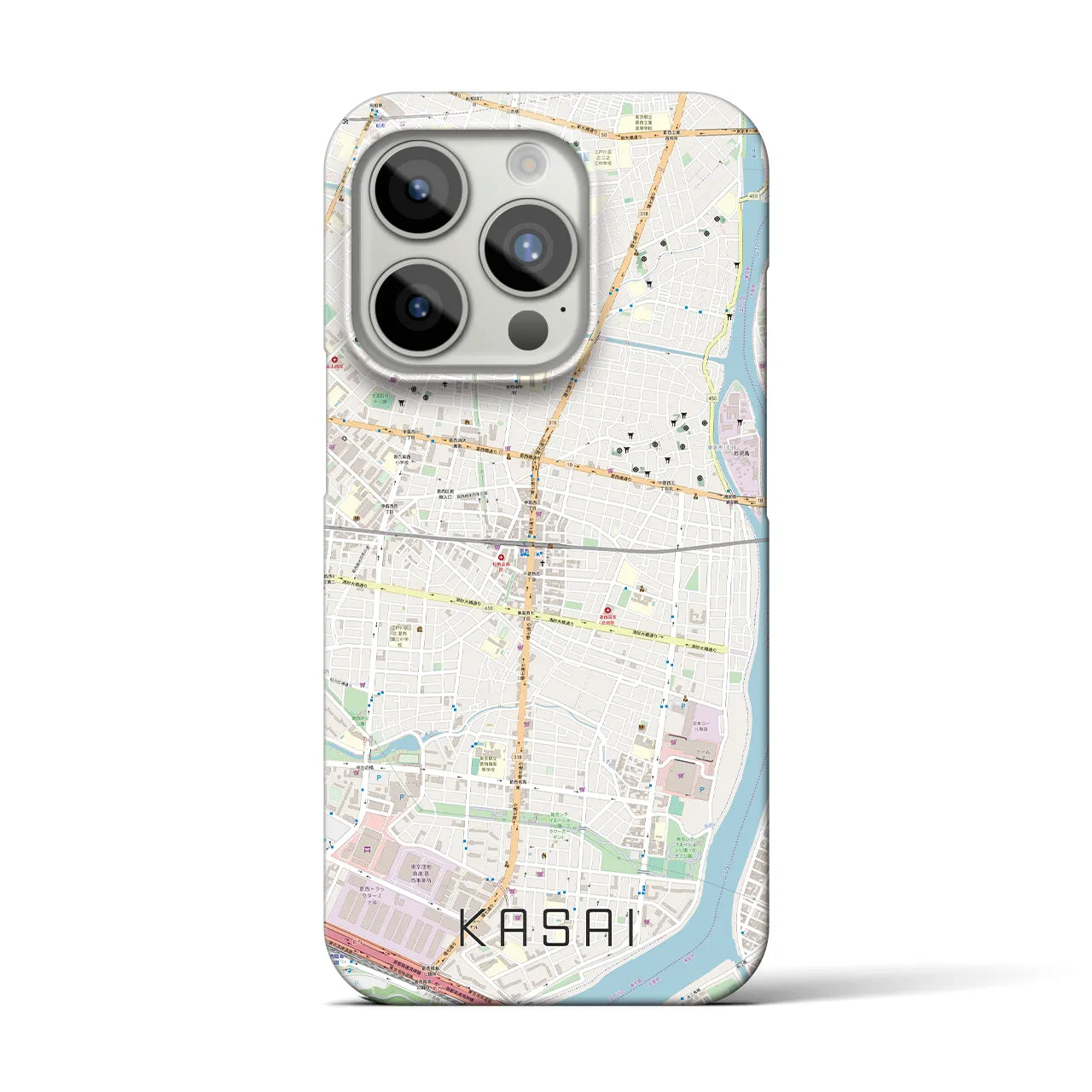 【葛西】地図柄iPhoneケース（バックカバータイプ・ナチュラル）iPhone 15 Pro 用