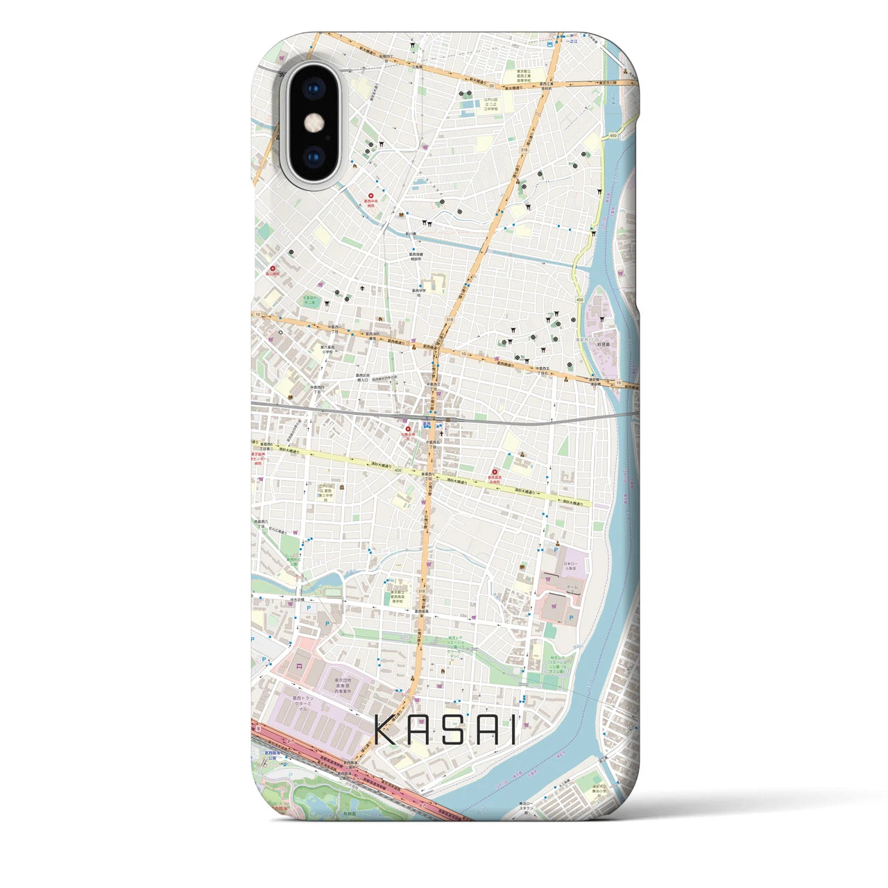 【葛西】地図柄iPhoneケース（バックカバータイプ・ナチュラル）iPhone XS Max 用