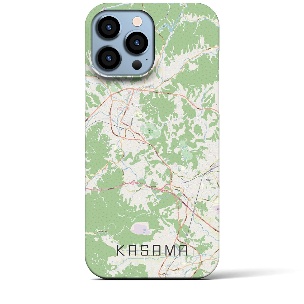 【笠間】地図柄iPhoneケース（バックカバータイプ・ナチュラル）iPhone 13 Pro Max 用