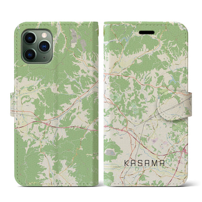 【笠間（茨城県）】地図柄iPhoneケース（手帳タイプ）ナチュラル・iPhone 11 Pro 用