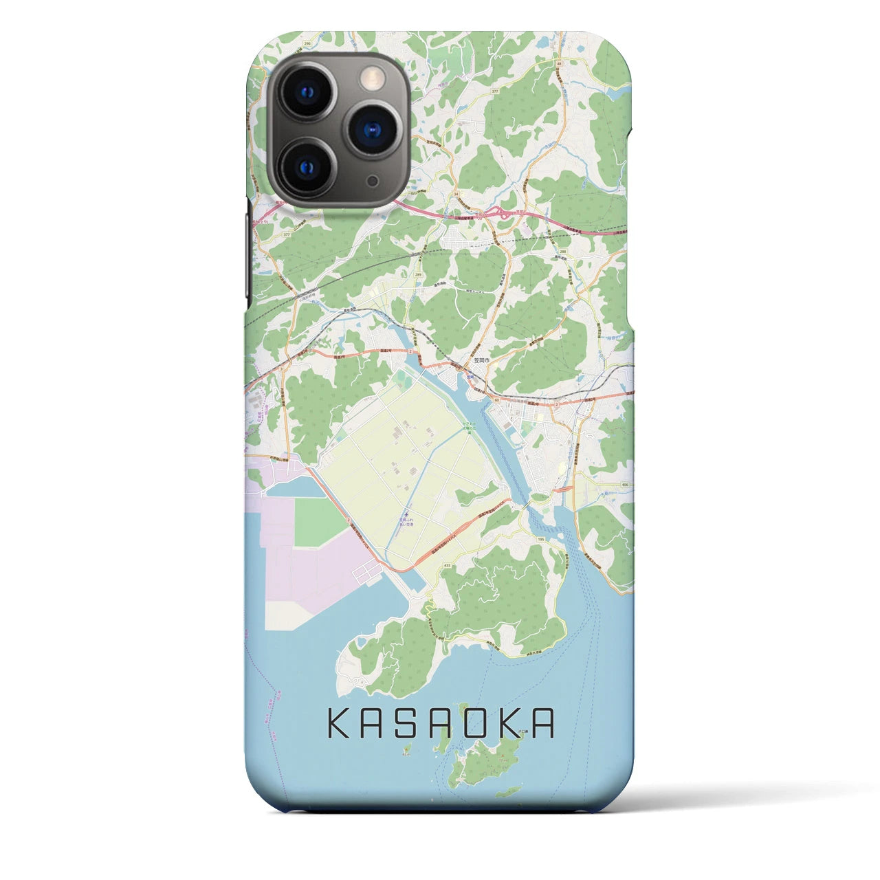 【笠岡】地図柄iPhoneケース（バックカバータイプ・ナチュラル）iPhone 11 Pro Max 用