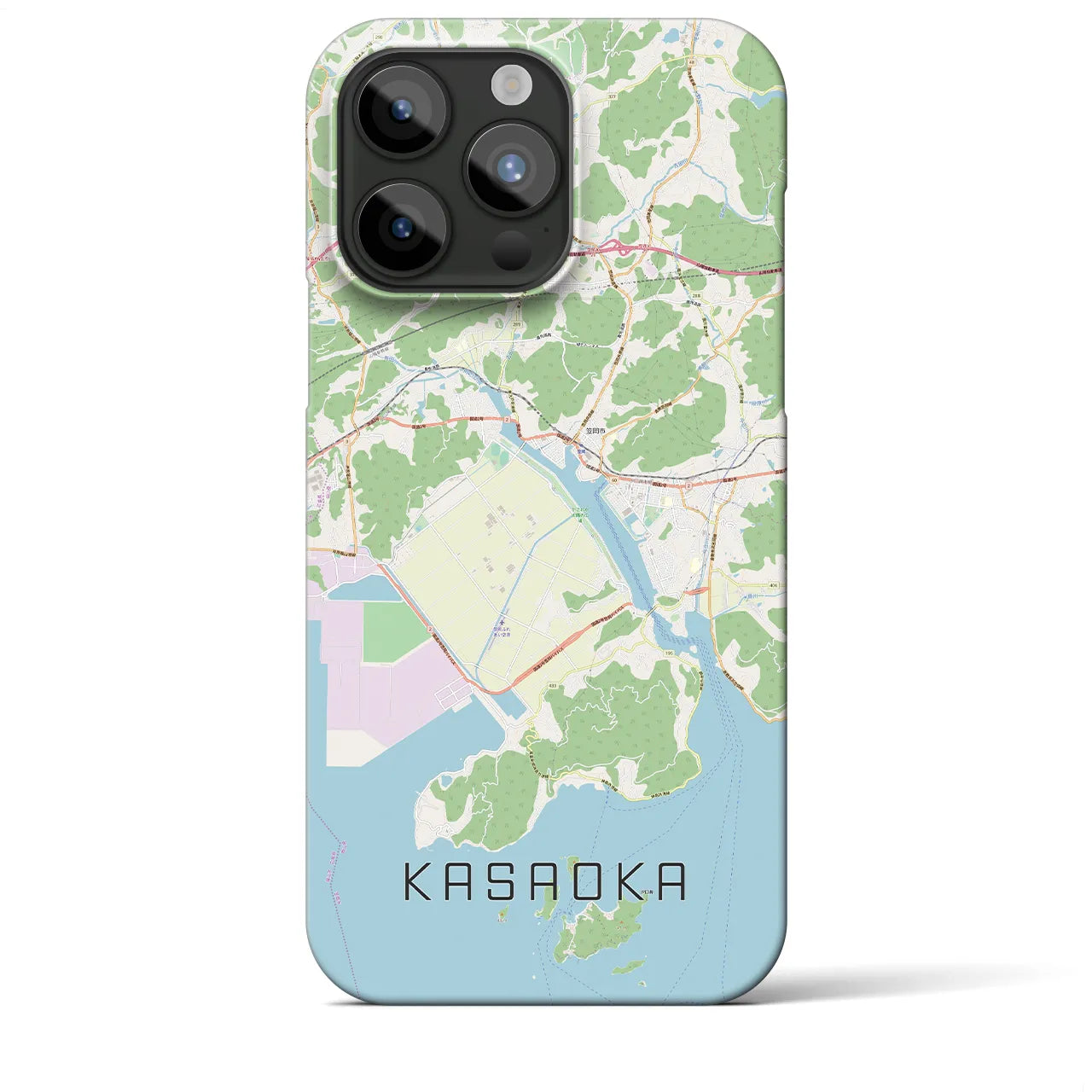 【笠岡】地図柄iPhoneケース（バックカバータイプ・ナチュラル）iPhone 15 Pro Max 用