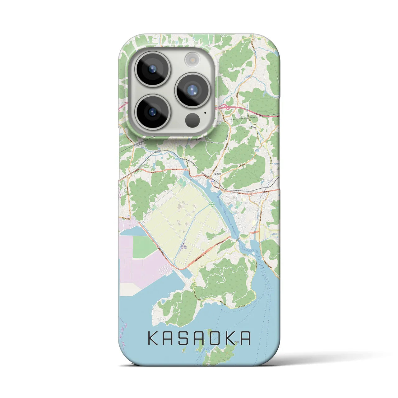 【笠岡】地図柄iPhoneケース（バックカバータイプ・ナチュラル）iPhone 15 Pro 用