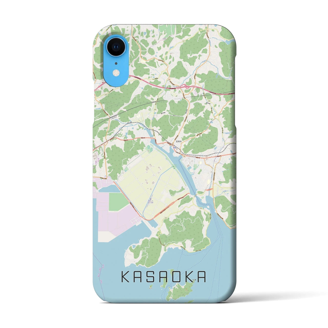 【笠岡】地図柄iPhoneケース（バックカバータイプ・ナチュラル）iPhone XR 用