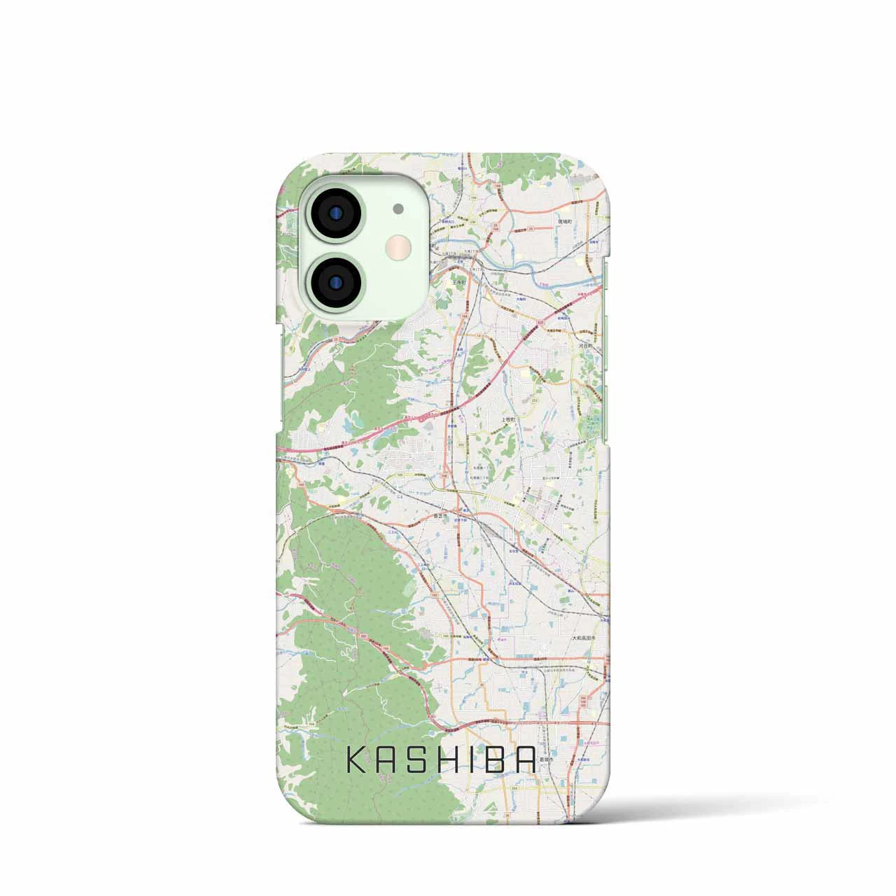 【香芝】地図柄iPhoneケース（バックカバータイプ・ナチュラル）iPhone 12 mini 用