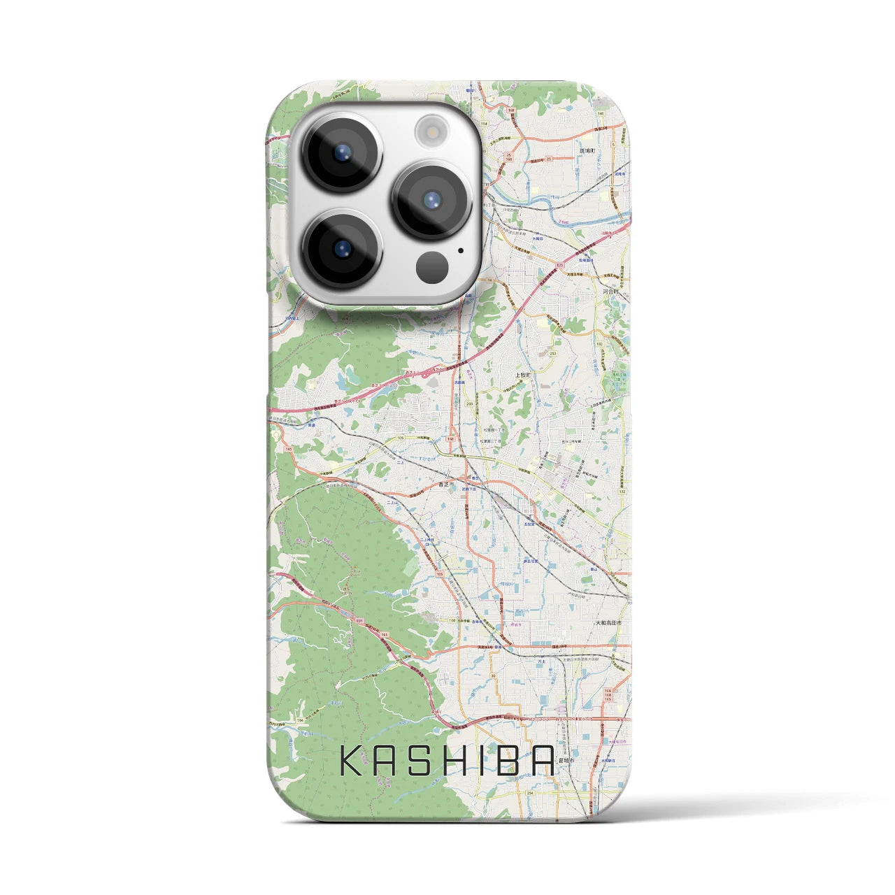 【香芝】地図柄iPhoneケース（バックカバータイプ・ナチュラル）iPhone 14 Pro 用