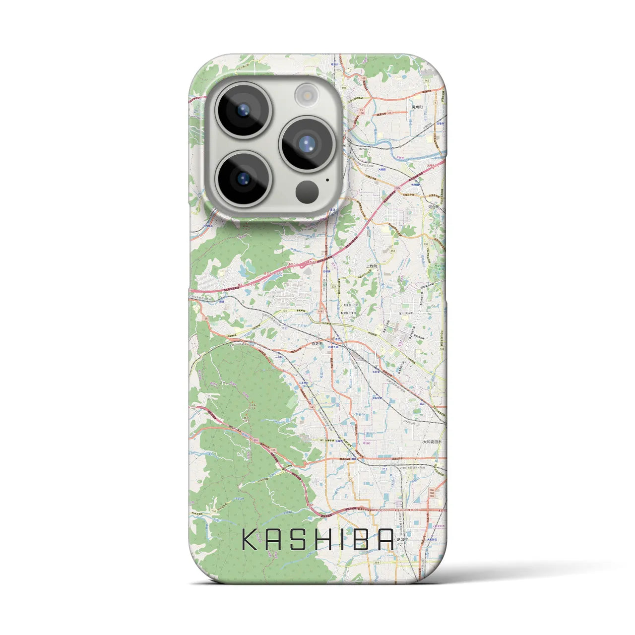 【香芝】地図柄iPhoneケース（バックカバータイプ・ナチュラル）iPhone 15 Pro 用