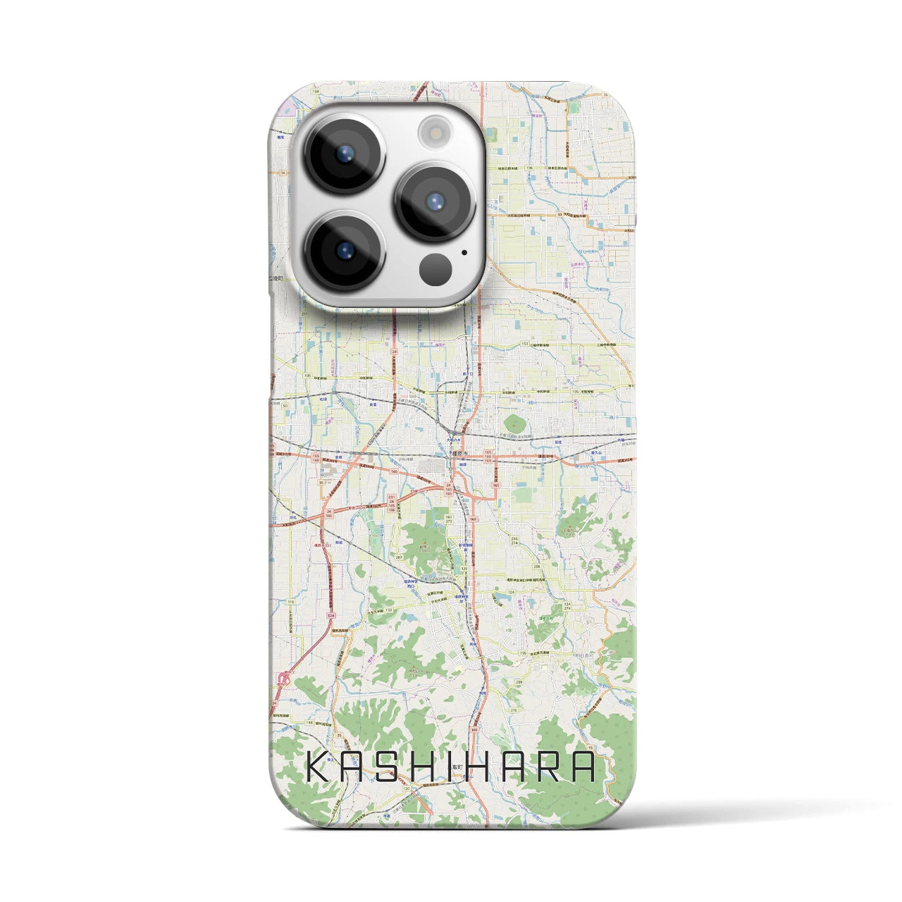 【橿原】地図柄iPhoneケース（バックカバータイプ・ナチュラル）iPhone 14 Pro 用