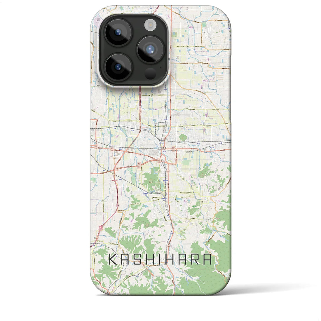 【橿原】地図柄iPhoneケース（バックカバータイプ・ナチュラル）iPhone 15 Pro Max 用