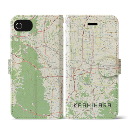 【橿原（奈良県）】地図柄iPhoneケース（手帳タイプ）ナチュラル・iPhone SE（第3 / 第2世代） / 8 / 7 / 6s / 6 用